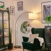Soungou Bogenlampe 38 cm Nickel-Matt, Schwarz, 1-flammig, Stoffschirm