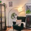 Soungou Bogenlampe 38 cm Nickel-Matt, Schwarz, 1-flammig, Stoffschirm