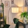 Soungou Bogenlampe 38 cm Nickel-Matt, Schwarz, 1-flammig, Stoffschirm