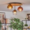 Koyoto Deckenleuchte Glas 15 cm Naturfarben, Schwarz, 3-flammig