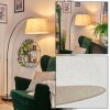 Bassagoda Bogenlampe 45 cm Chrom, Schwarz, 1-flammig, Stoffschirm