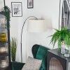Bassagoda Bogenlampe 45 cm Chrom, Schwarz, 1-flammig, Stoffschirm