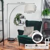 Bassagoda Bogenlampe 45 cm Chrom, Schwarz, 1-flammig, Stoffschirm