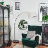 Bassagoda Bogenlampe 45 cm Chrom, Schwarz, 1-flammig, Stoffschirm
