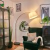 Bassagoda Bogenlampe 45 cm Kupferfarben, Schwarz, 1-flammig, Stoffschirm