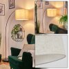 Bassagoda Bogenstehlampe 40 cm Kupferfarben, Schwarz, 1-flammig, Stoffschirm