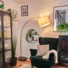 Bassagoda Bogenstehlampe 40 cm Kupferfarben, Schwarz, 1-flammig, Stoffschirm
