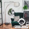 Bassagoda Bogenlampe 35 cm Kupferfarben, Schwarz, 1-flammig, Stoff-Lampenschirm
