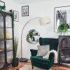 Bassagoda Bogenlampe 35 cm Kupferfarben, Schwarz, 1-flammig, Stoff-Lampenschirm