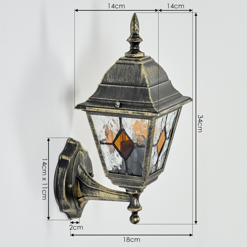 Naofe Außenwandleuchte Braun, Gold, 1-flammig
