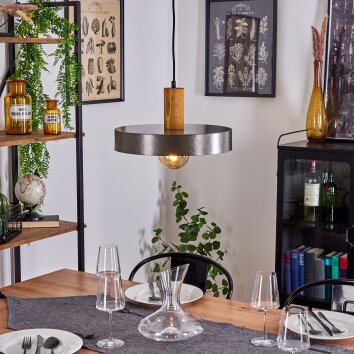 Lakewood Hängeleuchte Dunkelbraun, Nickel-Matt, 1-flammig
