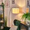 Bassagoda Bogenlampe 35 cm Chrom, Schwarz, 1-flammig, Stoff-Lampenschirm