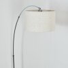 Bassagoda Bogenlampe 35 cm Chrom, Schwarz, 1-flammig, Stoff-Lampenschirm
