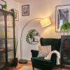 Bassagoda Bogenlampe 35 cm Chrom, Schwarz, 1-flammig, Stoff-Lampenschirm