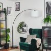 Soungou Bogenleuchte 38 cm Chrom, Schwarz, 1-flammig, Stoff-Lampenschirm