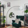 Soungou Bogenleuchte 38 cm Chrom, Schwarz, 1-flammig, Stoff-Lampenschirm