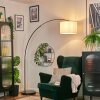 Soungou Bogenleuchte 38 cm Chrom, Schwarz, 1-flammig, Stoff-Lampenschirm