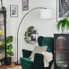 Soungou Bogenleuchte 38 cm Chrom, Schwarz, 1-flammig, Stoff-Lampenschirm