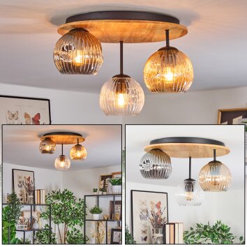 Ripoll Deckenleuchte Glas 15 cm Naturfarben, Schwarz, 3-flammig Ripoll Deckenleuchte Glas 15 cm Naturfarben, Schwarz, 3-flammig