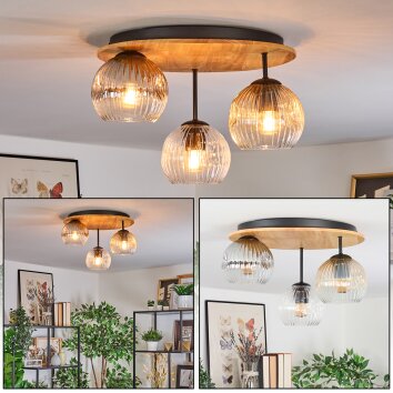 Ripoll Deckenleuchte Glas 15 cm Naturfarben, Schwarz, 3-flammig Ripoll Deckenleuchte Glas 15 cm Naturfarben, Schwarz, 3-flammig