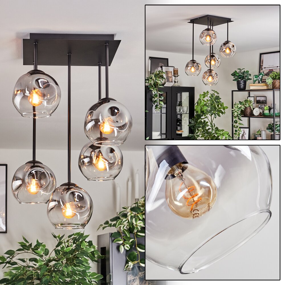 Ripoll Deckenleuchte Glas 15 cm Klar, Rauchfarben, 5-flammig main product photo