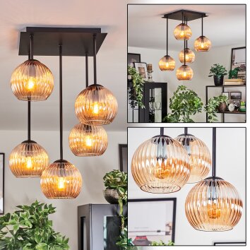 Koyoto Deckenleuchte Glas 15 cm Bernsteinfarben, 5-flammig