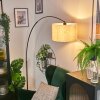 Bassagoda Bogenlampe 35 cm Schwarz, 1-flammig, Stoff-Lampenschirm