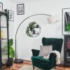 Bassagoda Bogenlampe 35 cm Schwarz, 1-flammig, Stoff-Lampenschirm