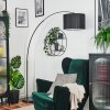 Soungou Bogenlampe 38 cm Chrom, Schwarz, 1-flammig, Stoffschirm