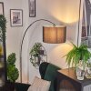 Soungou Bogenlampe 38 cm Chrom, Schwarz, 1-flammig, Stoffschirm