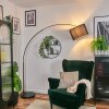 Soungou Bogenlampe 38 cm Chrom, Schwarz, 1-flammig, Stoffschirm
