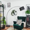 Soungou Bogenlampe 38 cm Chrom, Schwarz, 1-flammig, Stoffschirm