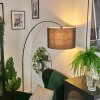 Bassagoda Bogenlampe 40 cm Chrom, Schwarz, 1-flammig, Stoffschirm