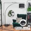 Bassagoda Bogenlampe 40 cm Chrom, Schwarz, 1-flammig, Stoffschirm