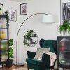 Bassagoda Bogenstehlampe 45 cm Chrom, Schwarz, 1-flammig, Stoff-Lampenschirm