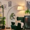Bassagoda Bogenstehlampe 45 cm Chrom, Schwarz, 1-flammig, Stoff-Lampenschirm