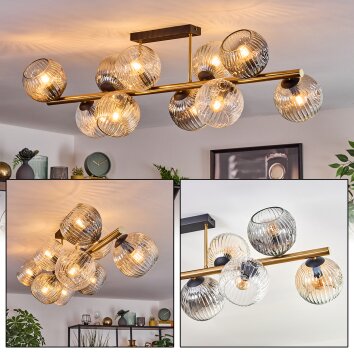 Ripoll Deckenleuchte Glas 15 cm Gold, Schwarz, 10-flammig