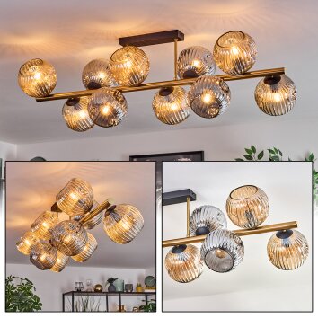 Ripoll Deckenleuchte Glas 15 cm Gold, Schwarz, 10-flammig