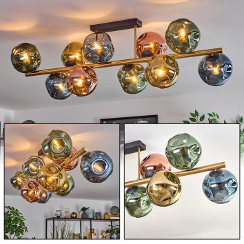 Ripoll Deckenleuchte Glas 15 cm Gold, Schwarz, 10-flammig