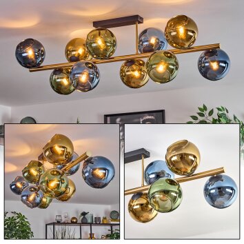 Koyoto Deckenleuchte Glas 15 cm Gold, Schwarz, 10-flammig