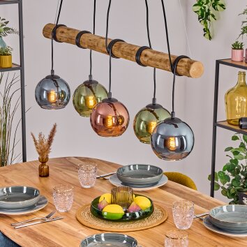 Koyoto Pendelleuchte Glas 15 cm Naturfarben, Schwarz, 5-flammig Koyoto Pendelleuchte Glas 15 cm Naturfarben, Schwarz, 5-flammig