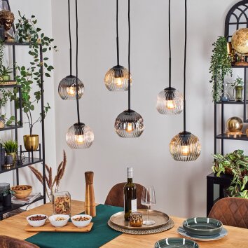 Ripoll Hängeleuchte Glas 15 cm Bernsteinfarben, Klar, Rauchfarben, 6-flammig