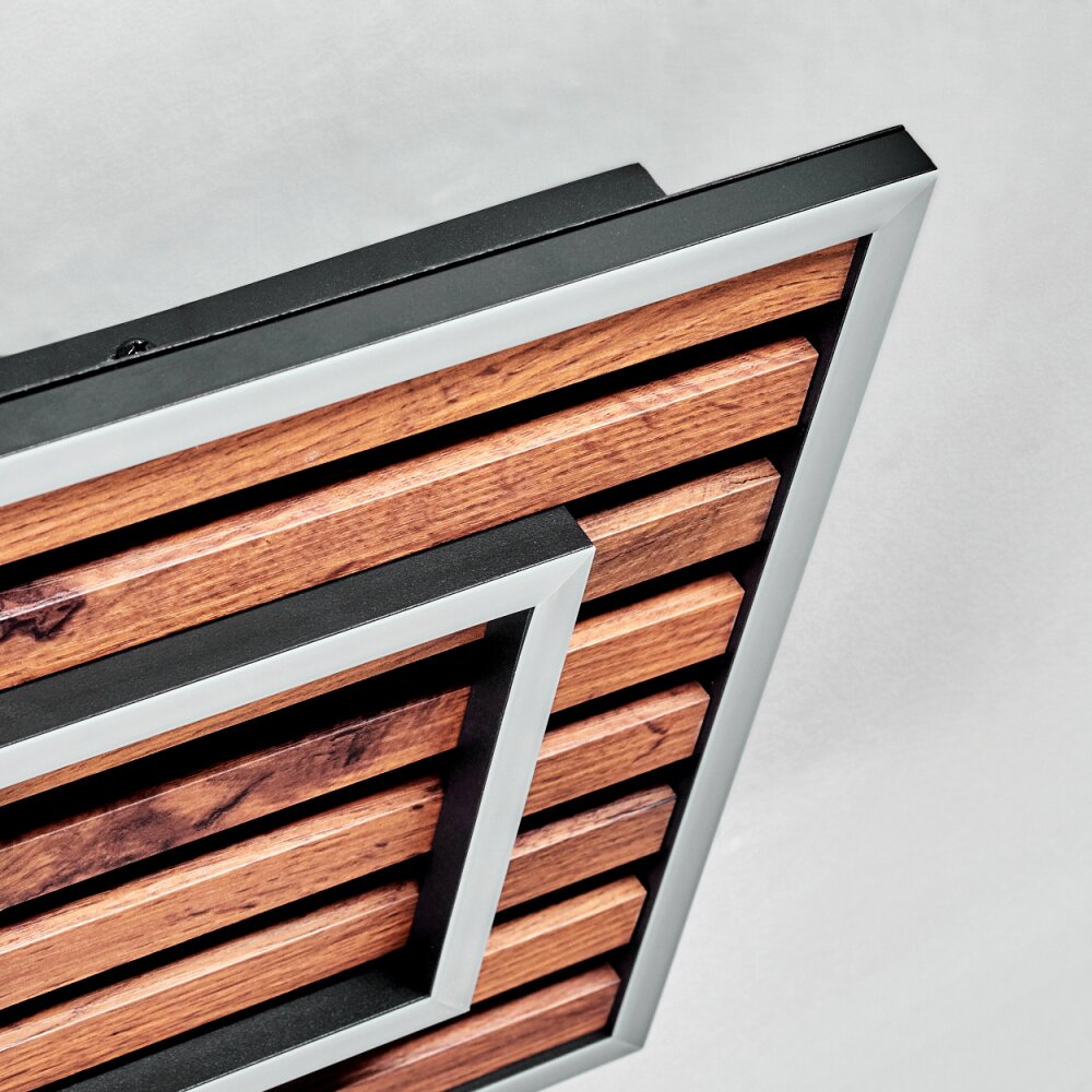 Meron Deckenleuchte LED Holzoptik, Schwarz, 1-flammig