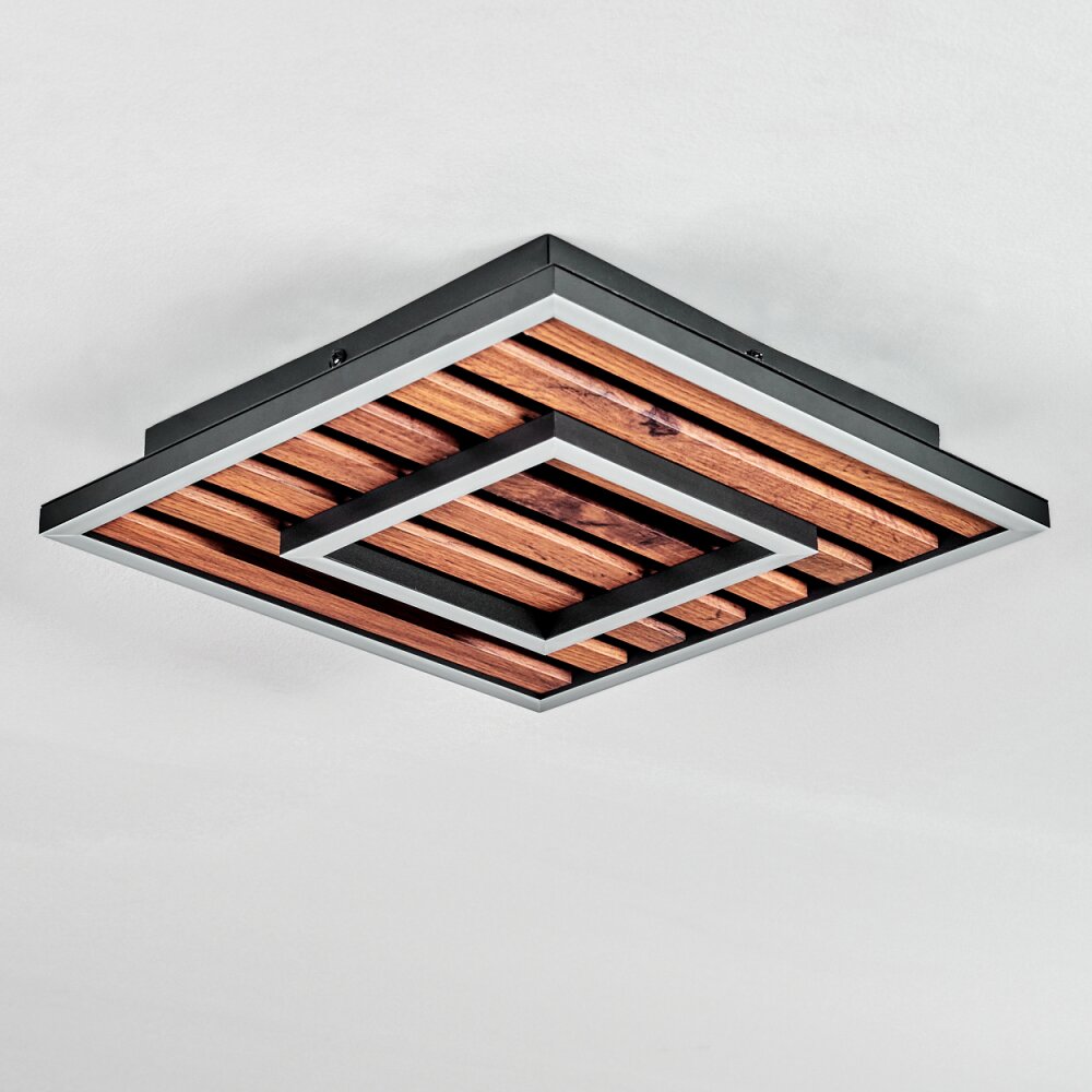 Meron Deckenleuchte LED Holzoptik, Schwarz, 1-flammig