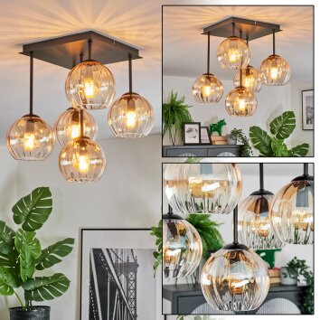 Koyoto Deckenleuchte Glas 15 cm Bernsteinfarben, Klar, 5-flammig