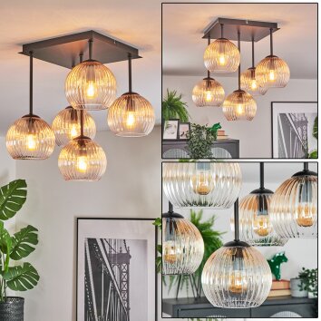 Koyoto Deckenleuchte Glas 15 cm Bernsteinfarben, Klar, 5-flammig