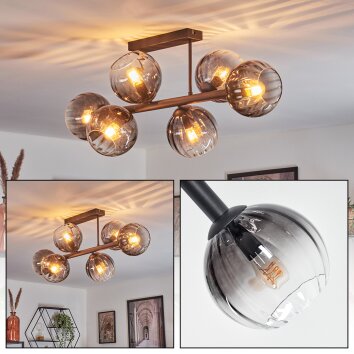 Koyoto Deckenleuchte Glas 15 cm Klar, Rauchfarben, 6-flammig