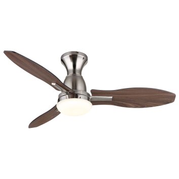 Globo Gale Deckenventilator LED Holzoptik, Naturfarben, Nickel-Matt, 1-flammig, Fernbedienung