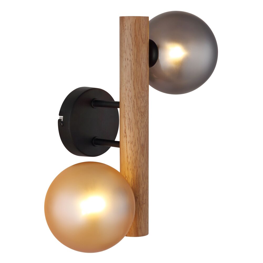 Globo Riha Wandleuchte Dunkelbraun, Schwarz, 2-flammig main product photo