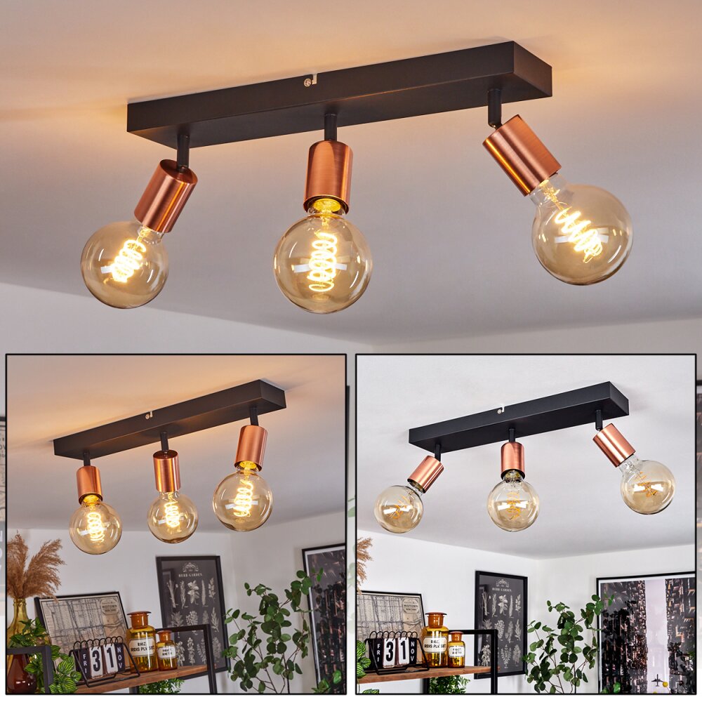 Tulla Deckenleuchte Kupferfarben, Schwarz, 3-flammig main product photo